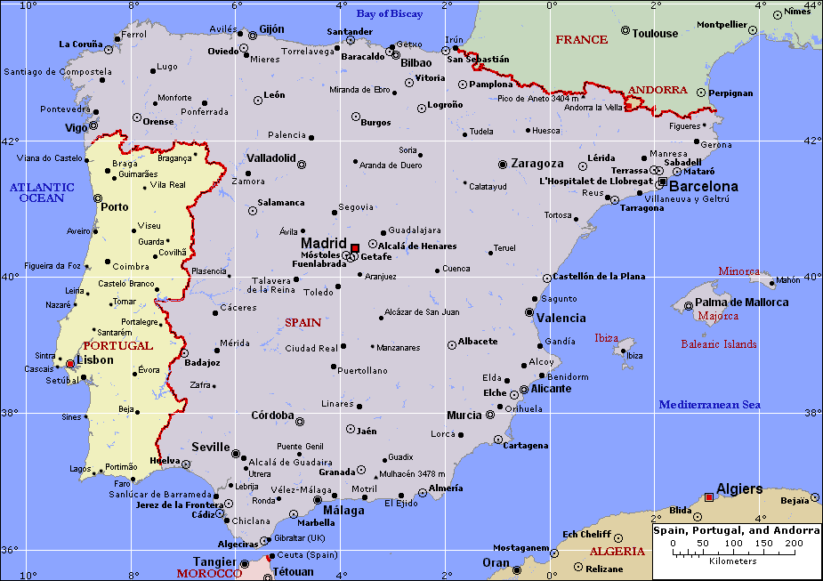 portugal map iberian peninsula