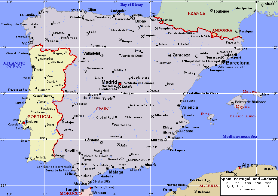 Portugal Map Iberian Peninsula