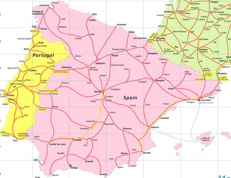 portugal map spain