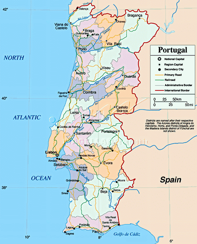 Portugal Coastline Map