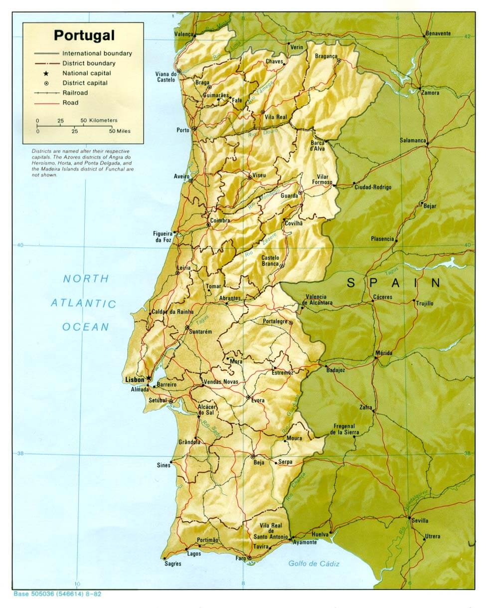 Large political and administrative map of Portugal with roads, cities and  airports, Portugal, Europe, Mapsland