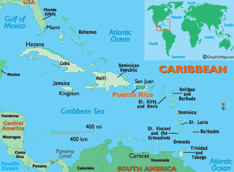 Puerto Rico Map Caribbean
