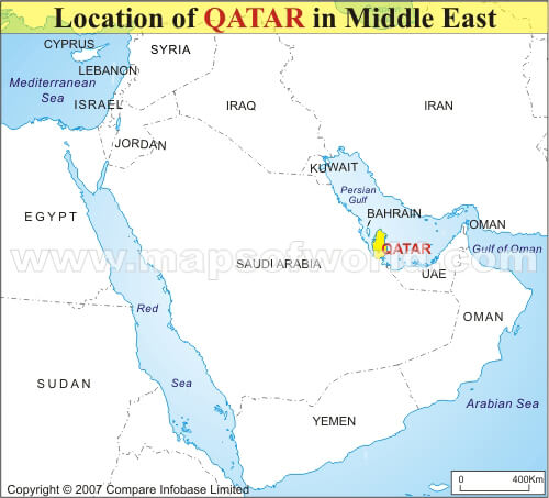 map of qatar middle east