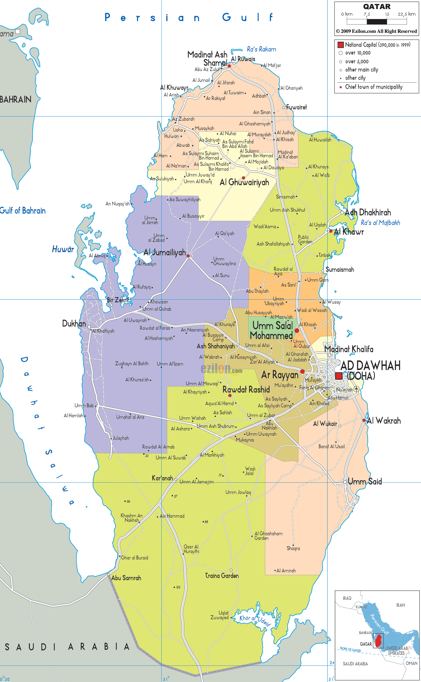 provinces map of qatar