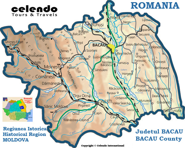 County map Bacau Romania