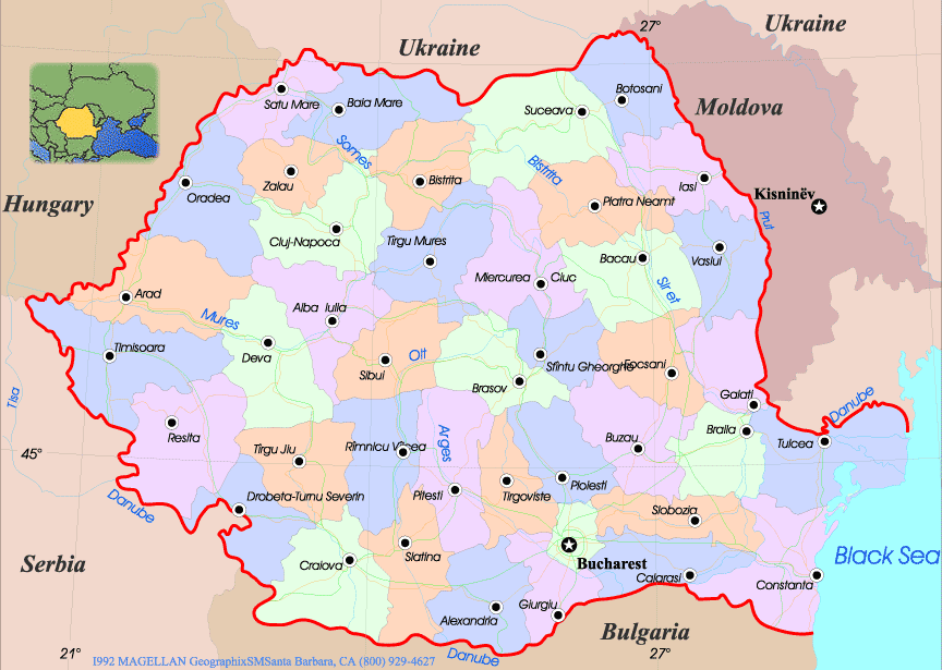 romania cities map Bucharest