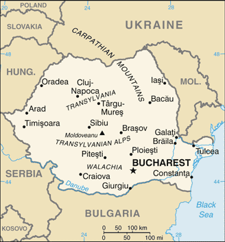 romania map bucharest