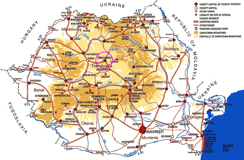 Targu Mures road map romania