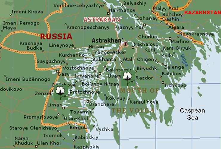 Astrakhan regions map