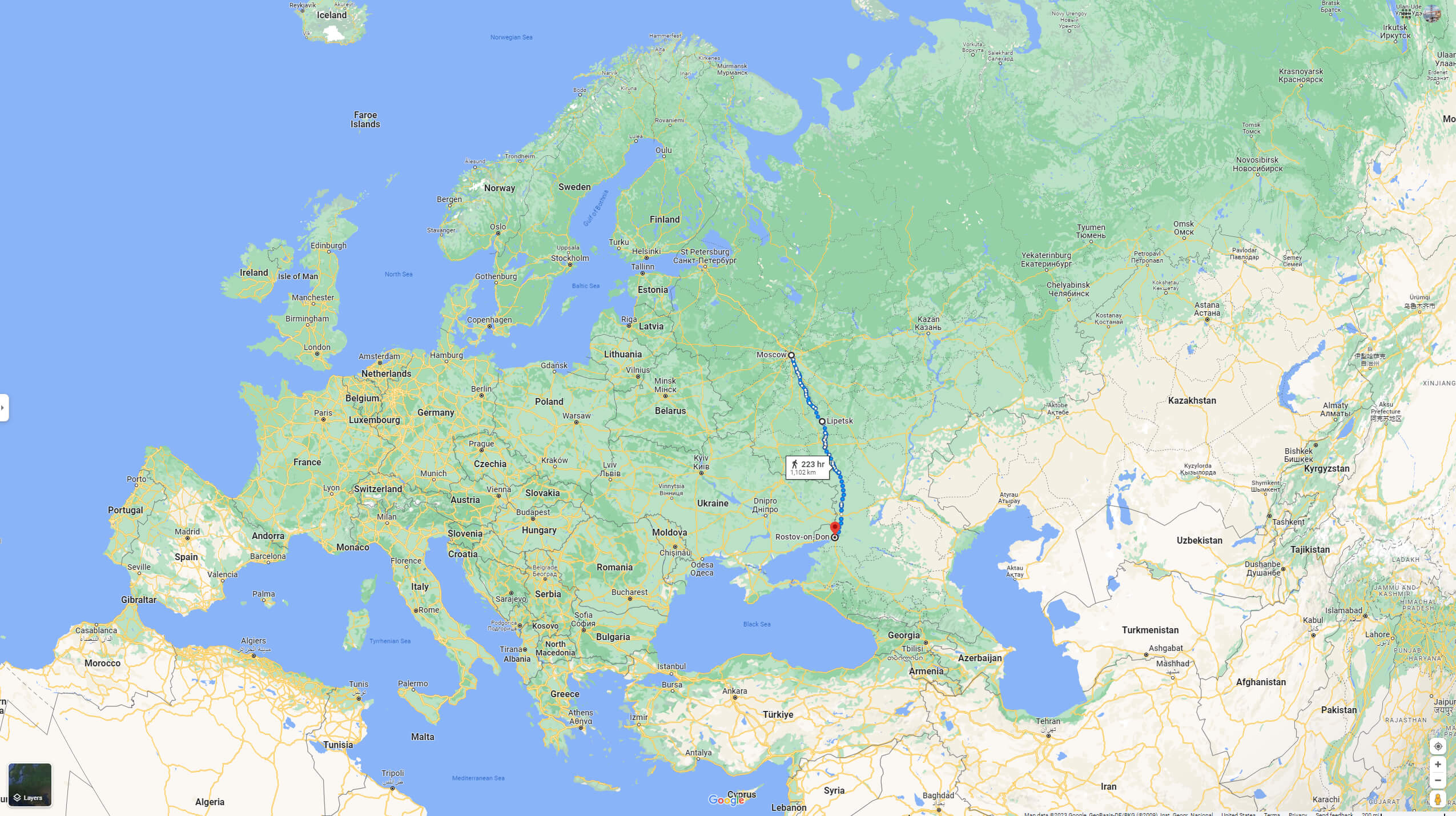 Lipetsk on Russia Map