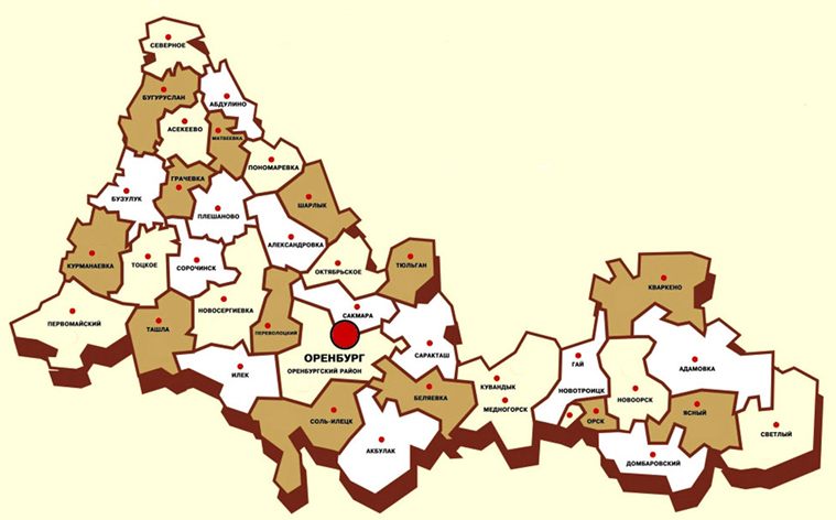 Orenburg districts map