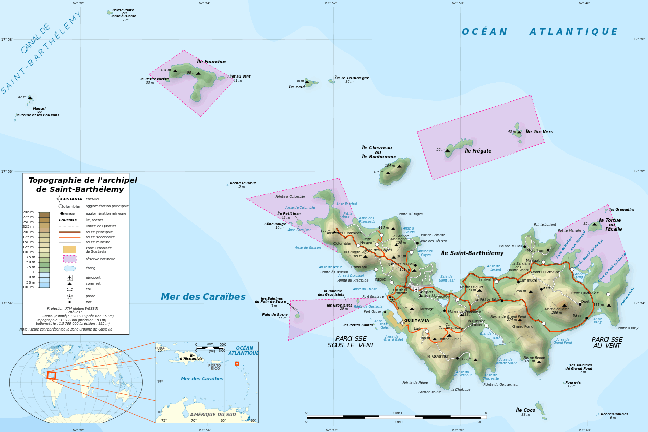 saint barthelemy island topographic map