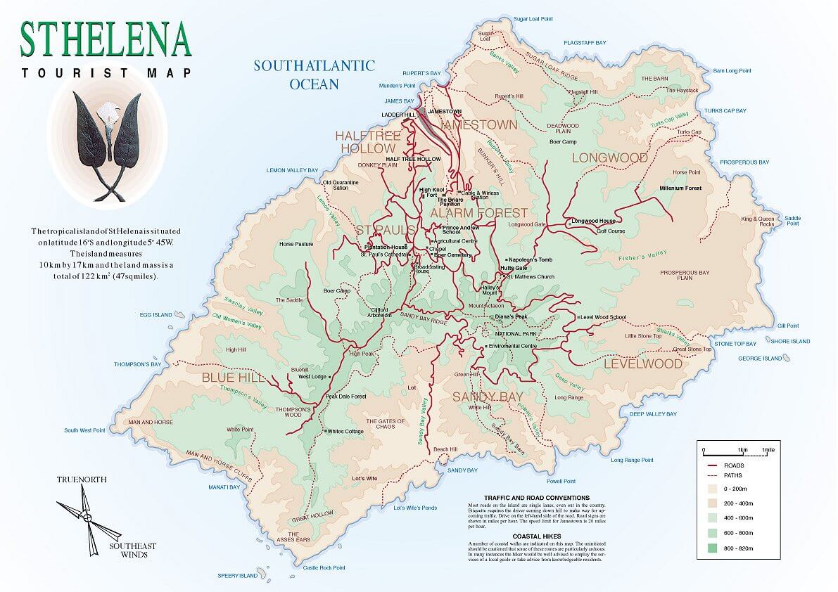 St Helena Tourist Map