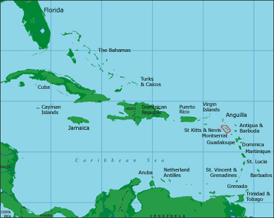 caribbean map st kitts nevis