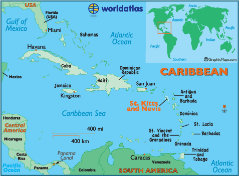 St Kitts And Nevis On World Map Saint Kitts And Nevis Map