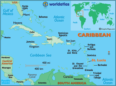 St Lucia On World Map Saint Lucia Map