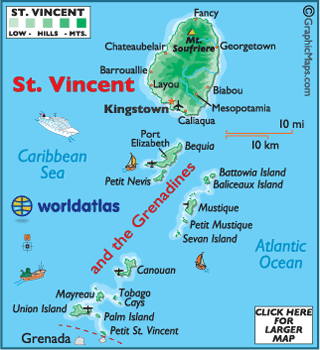 Kingstown St Vincent Map Saint Vincent And The Grenadines Map