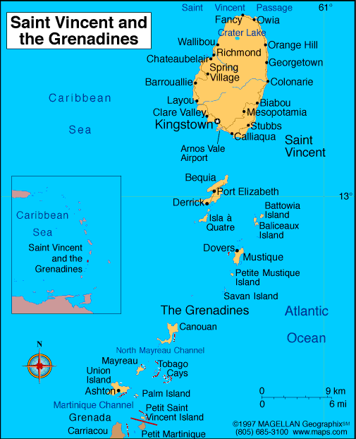 saint vincent and the grenadines map