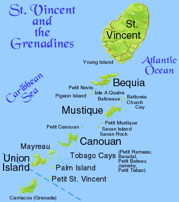 saint vincent grenadines map