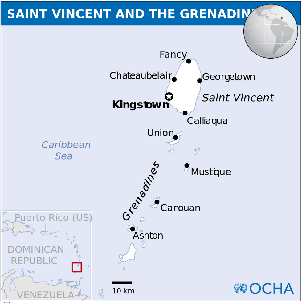 saint vincent and the grenadines location map
