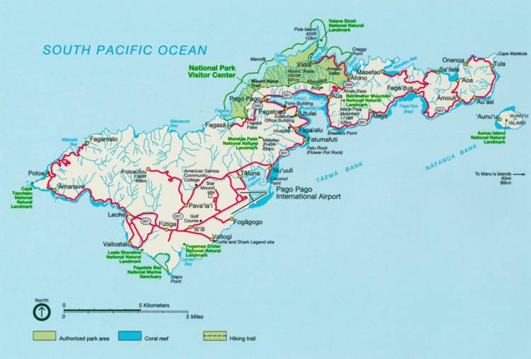 road relief map of tutuila island american samoa