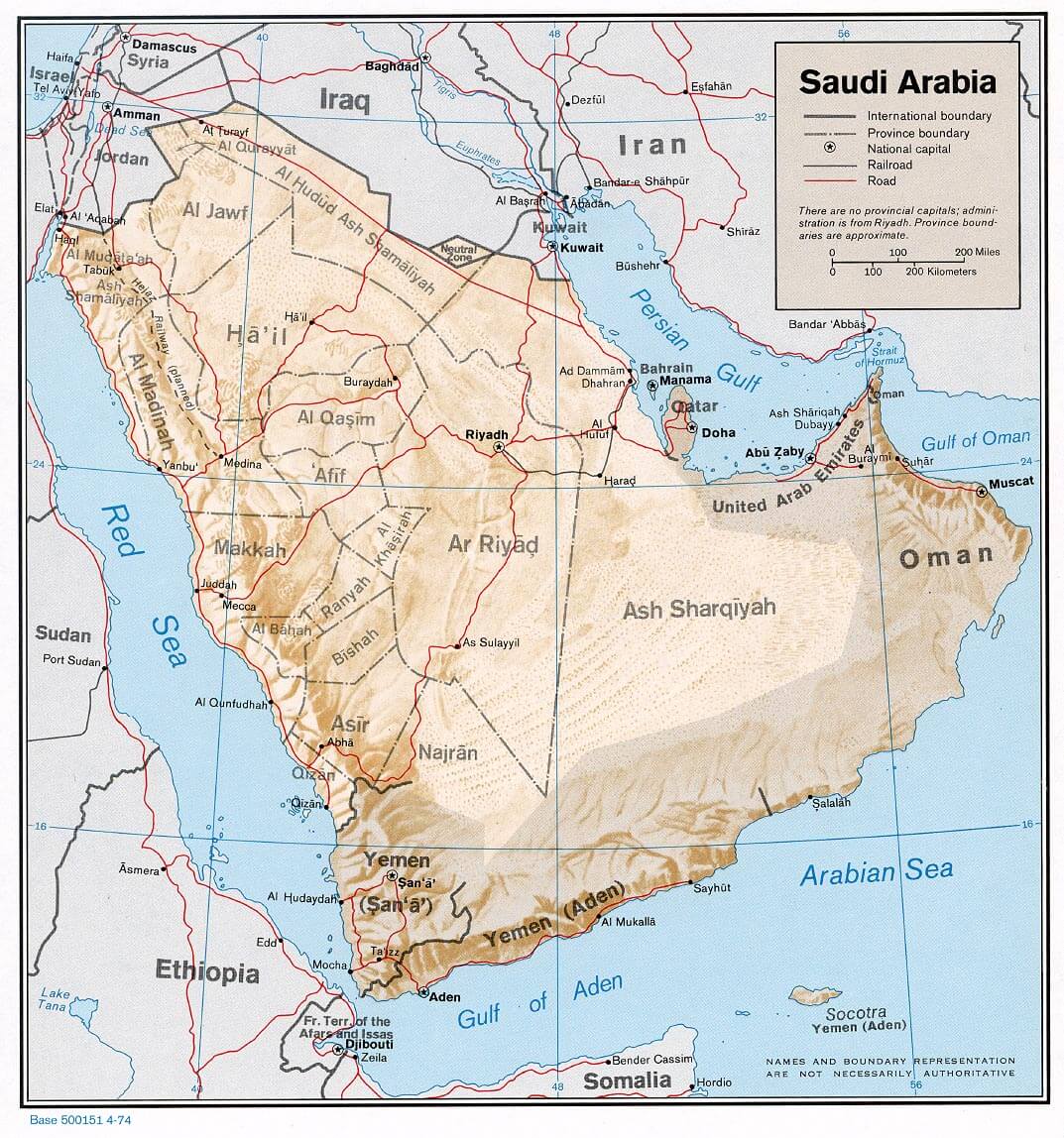 saudi arabia relief map