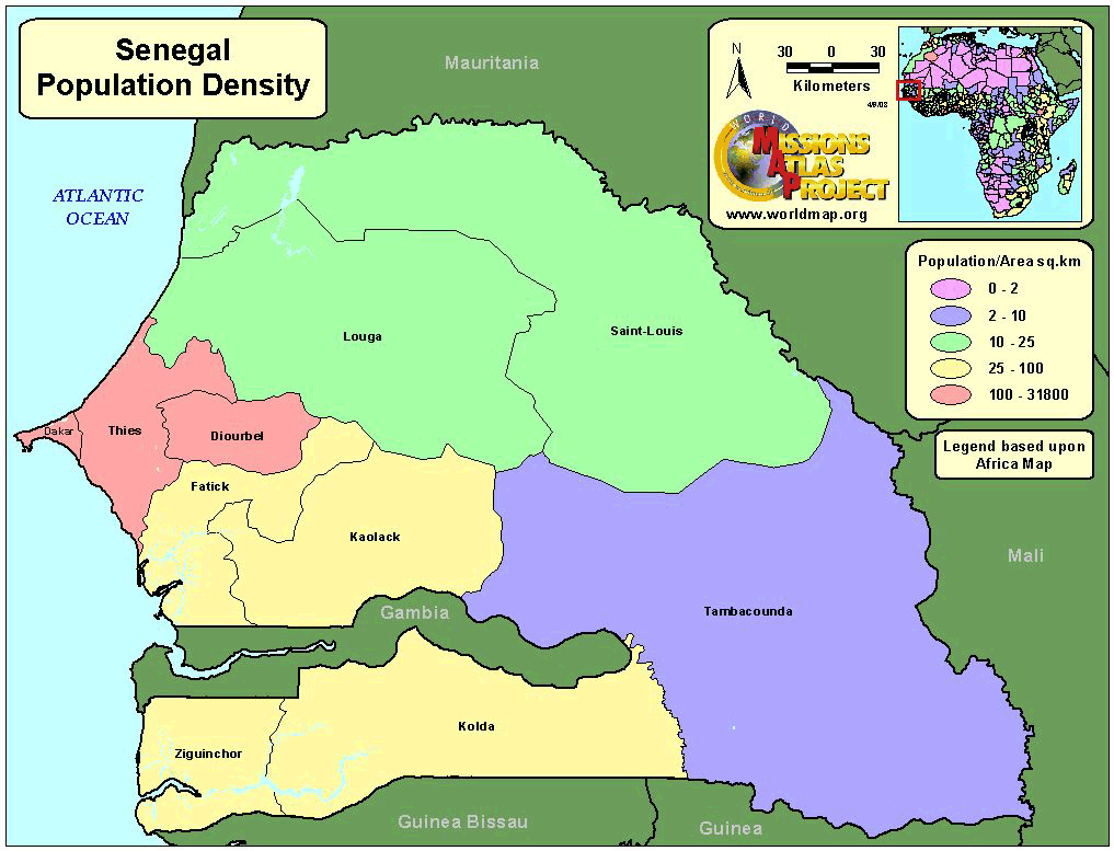 senegal population map