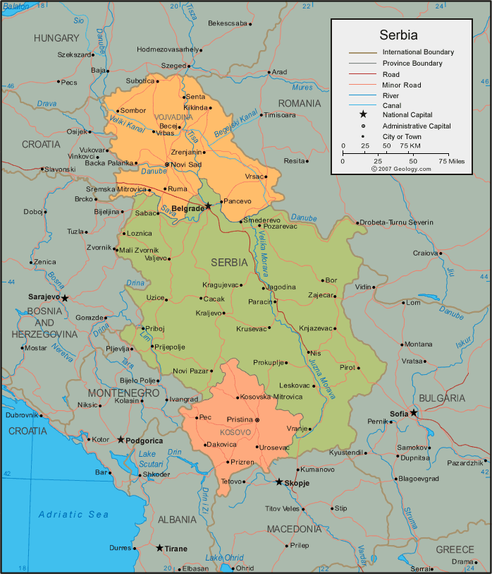 MAP OF SERBIA