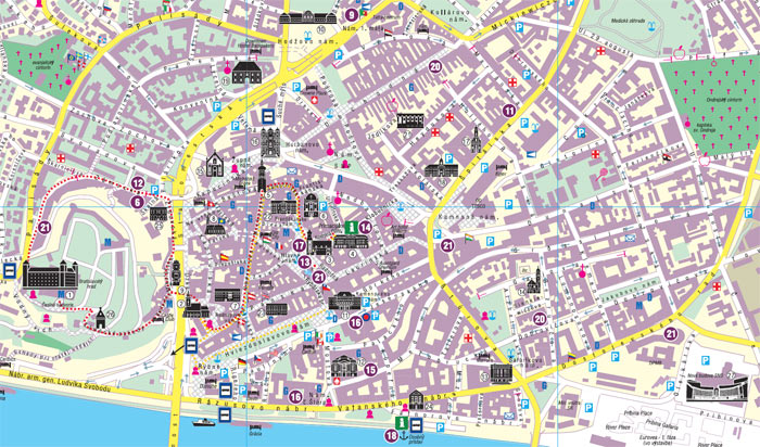 Bratislava attractions map