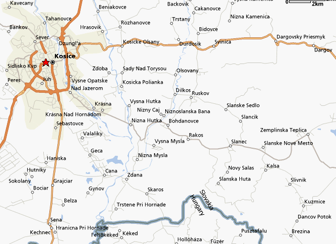Kosice regions map