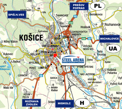 Kosice area map