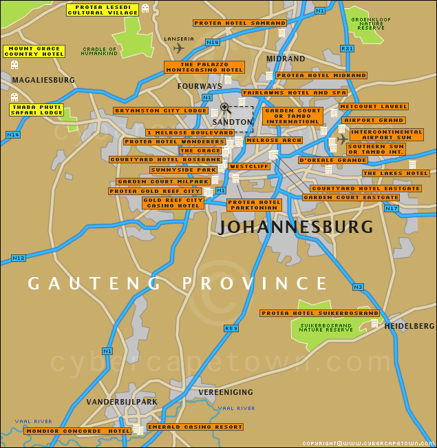 districts map of Johannesburg