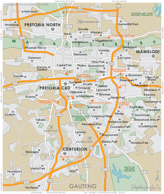 Pretoria downtown map