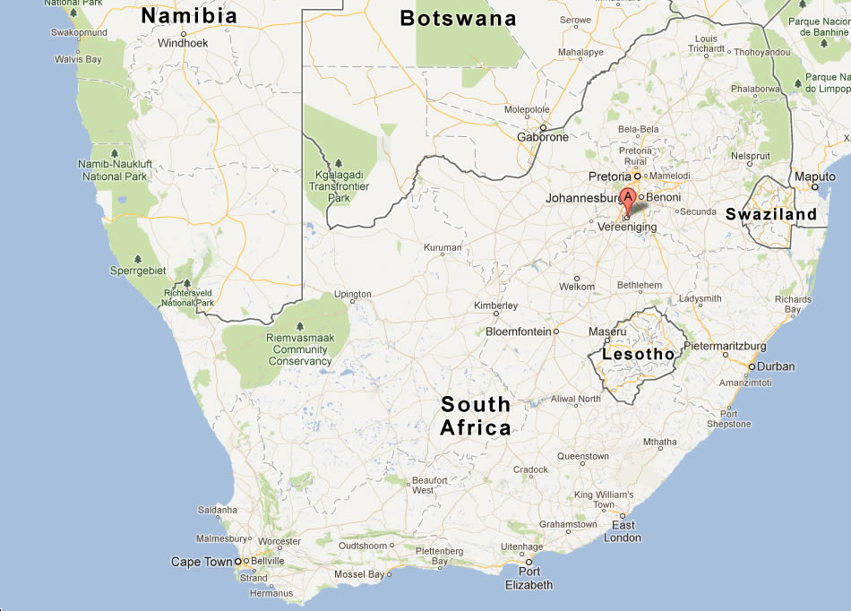 map of Vereeniging south africa