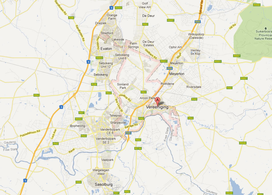 map of Vereeniging