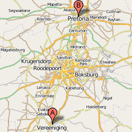 Vereeniging pretoria map