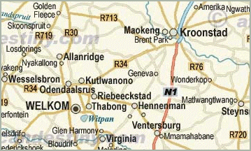Welkom Map South Africa