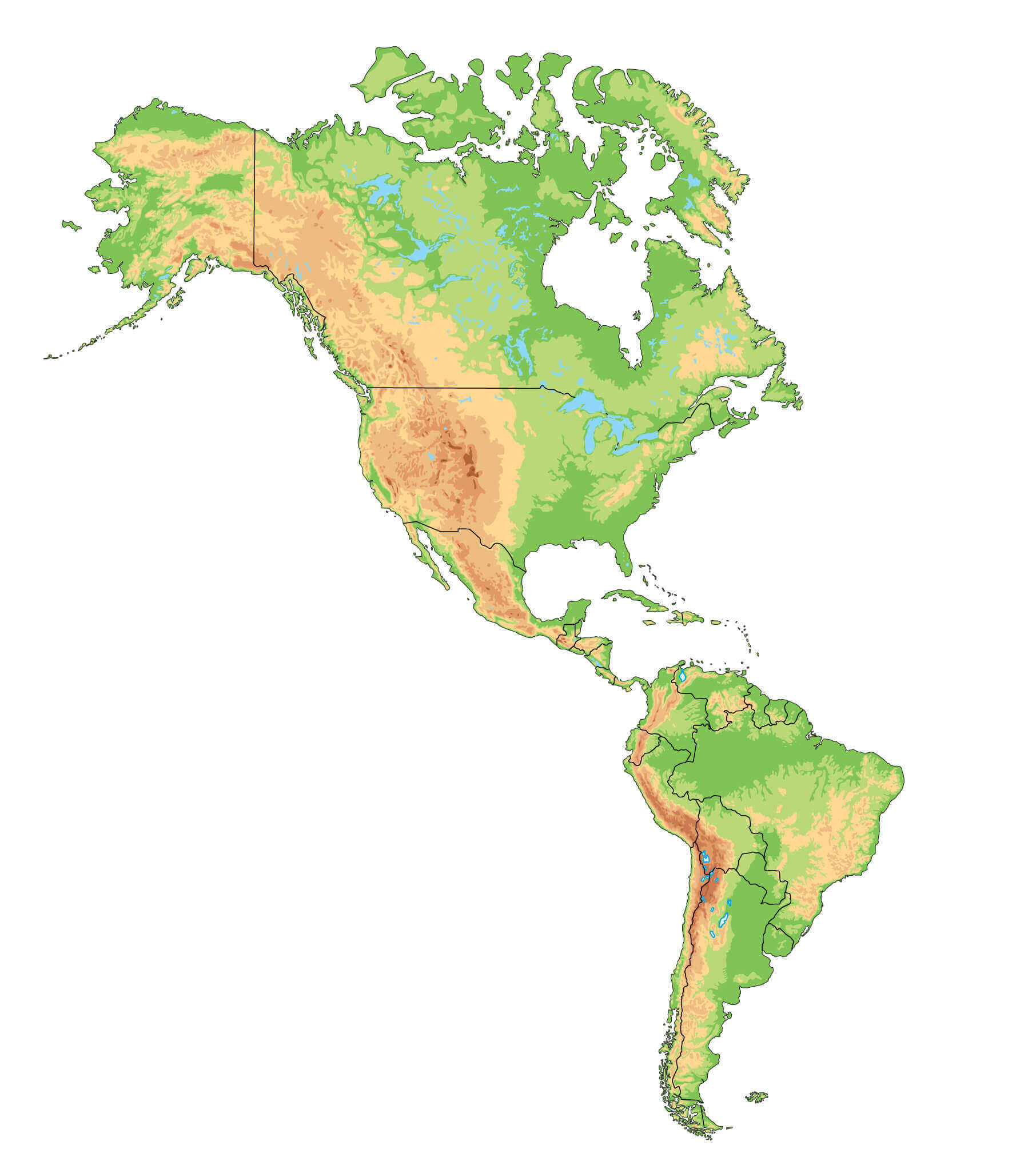 North and South America Map