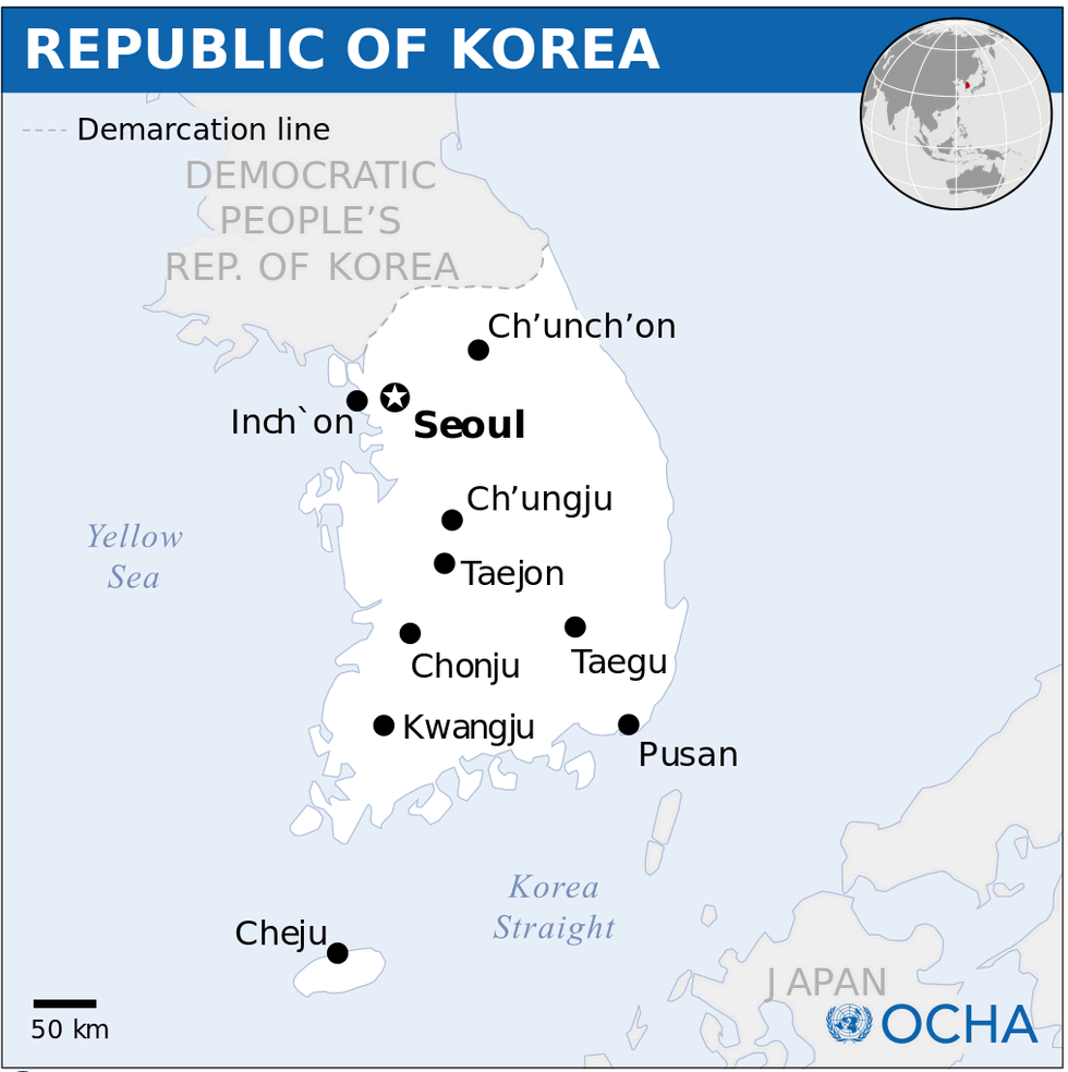 south korea location map