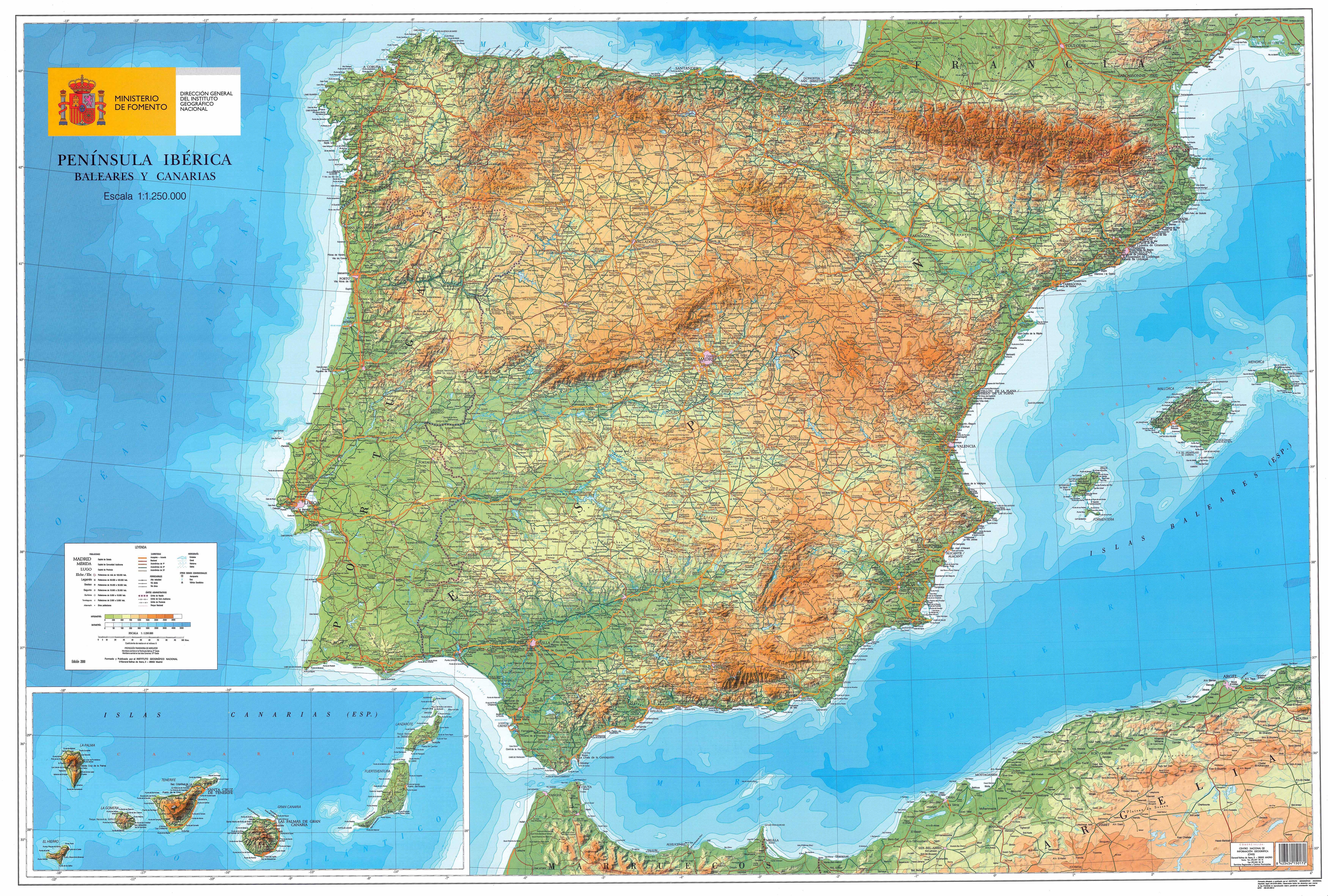 Detailed Geographical Map of Spain