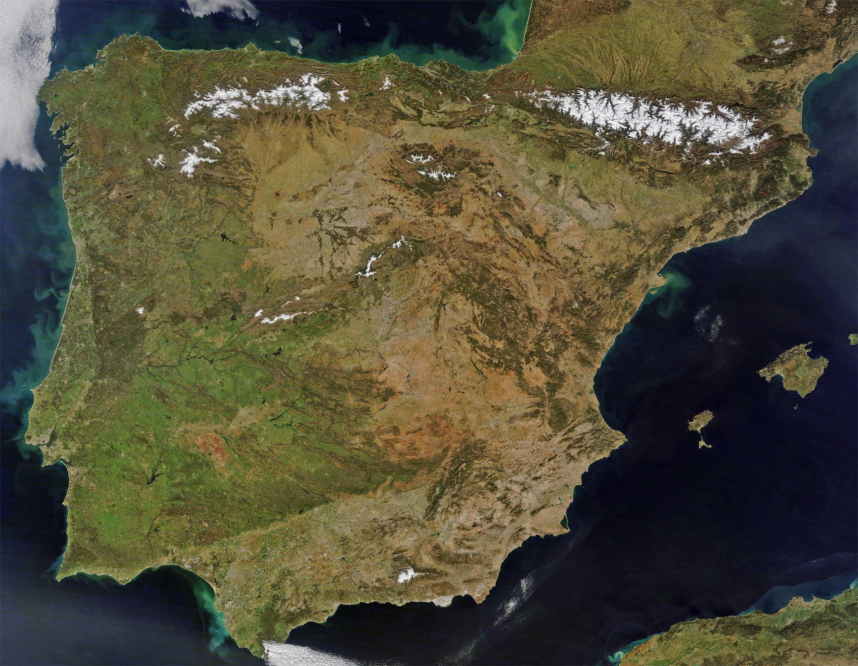 Spain Earth Satellite Map