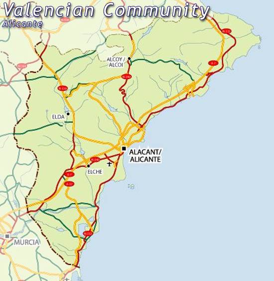Alicante valencian map