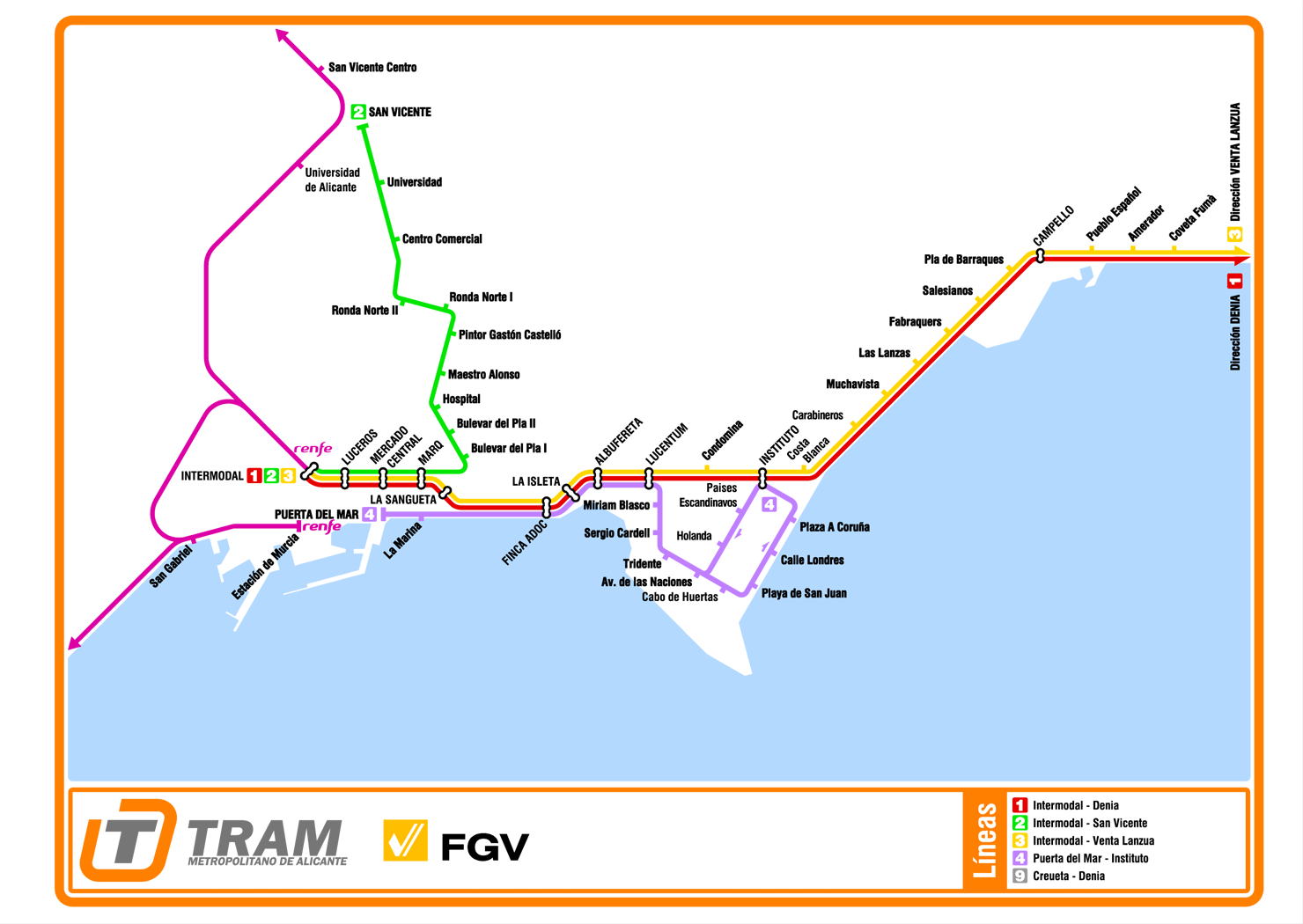 Alicante tram map