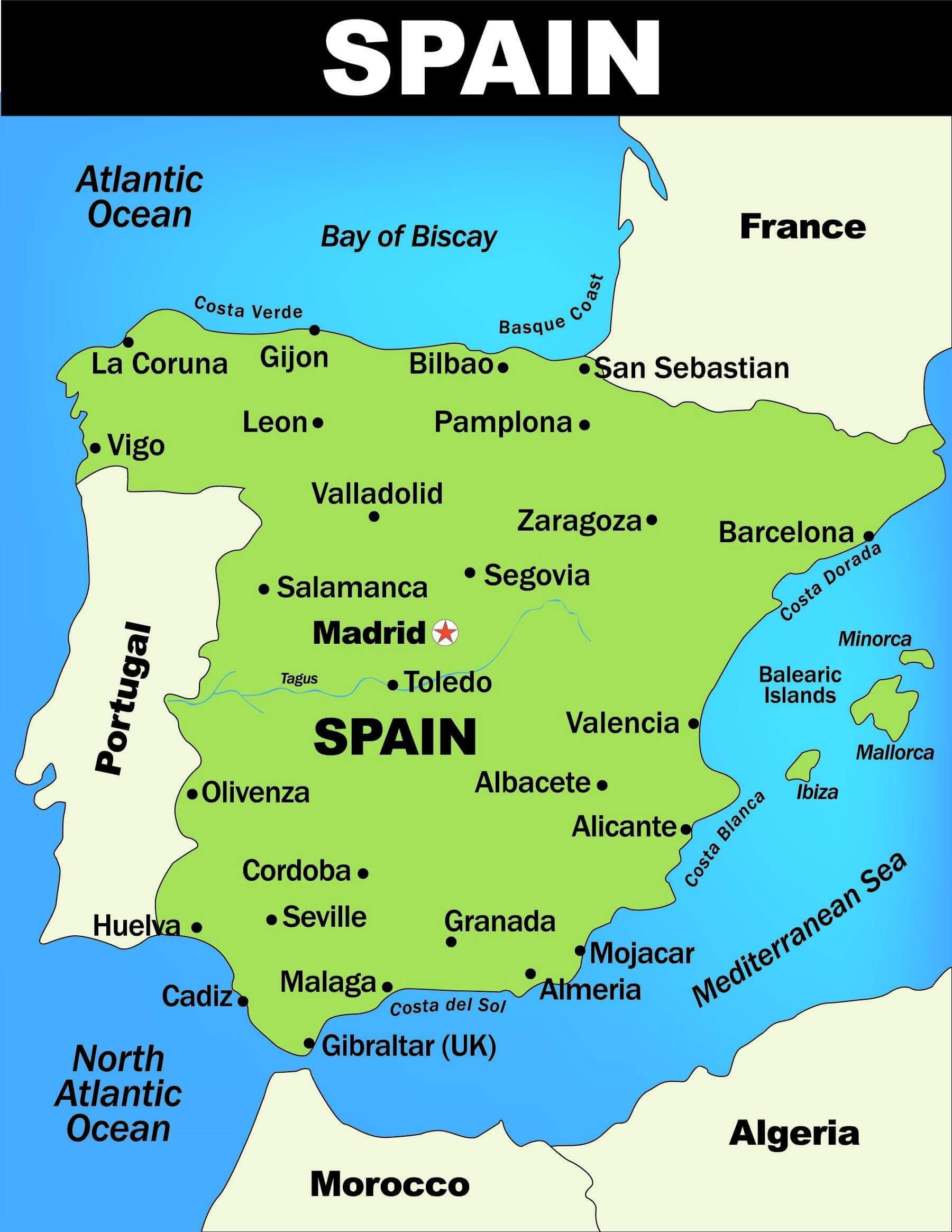 Illustrated Cities Map of Spain