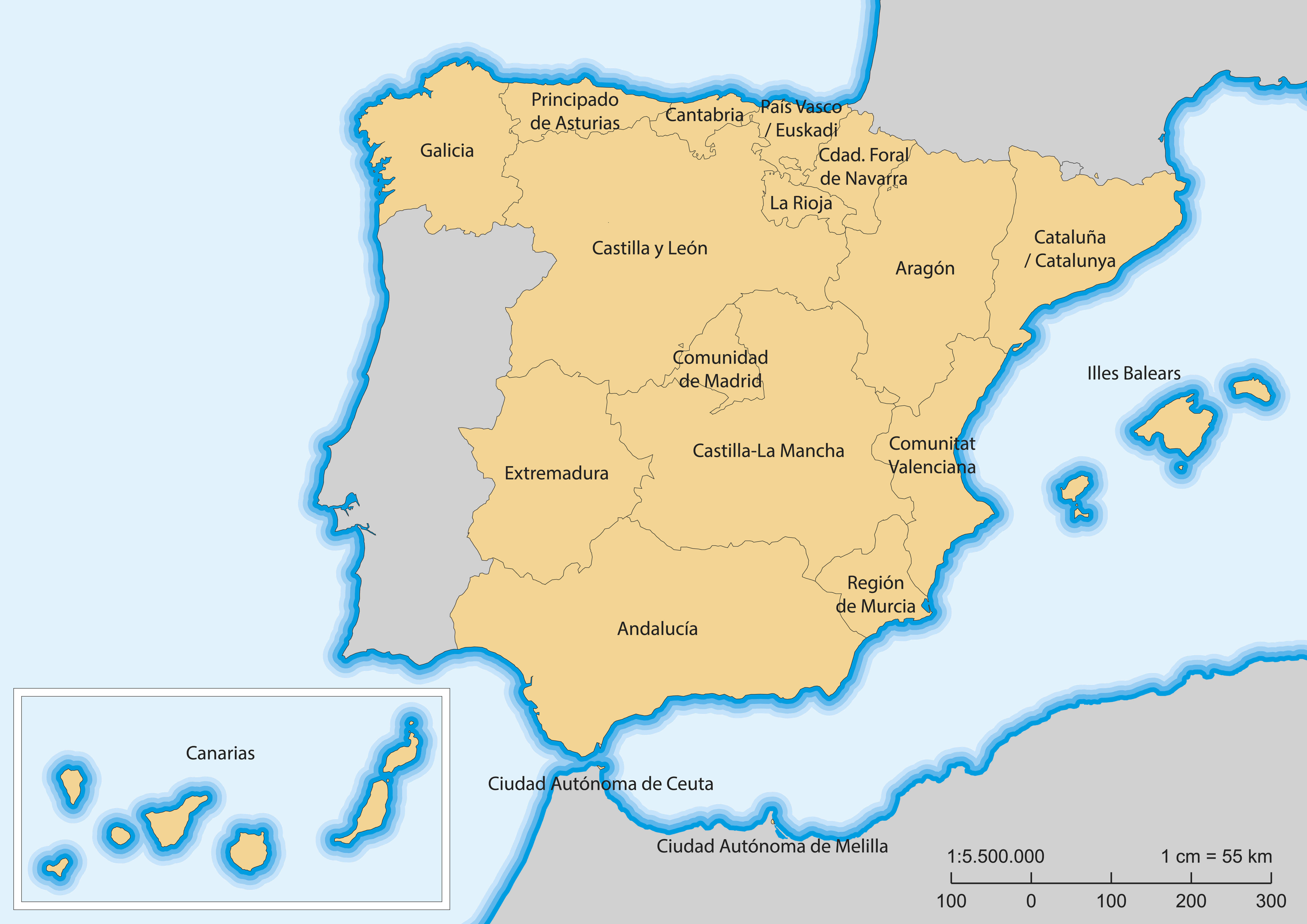 Map of Spain with Islands
