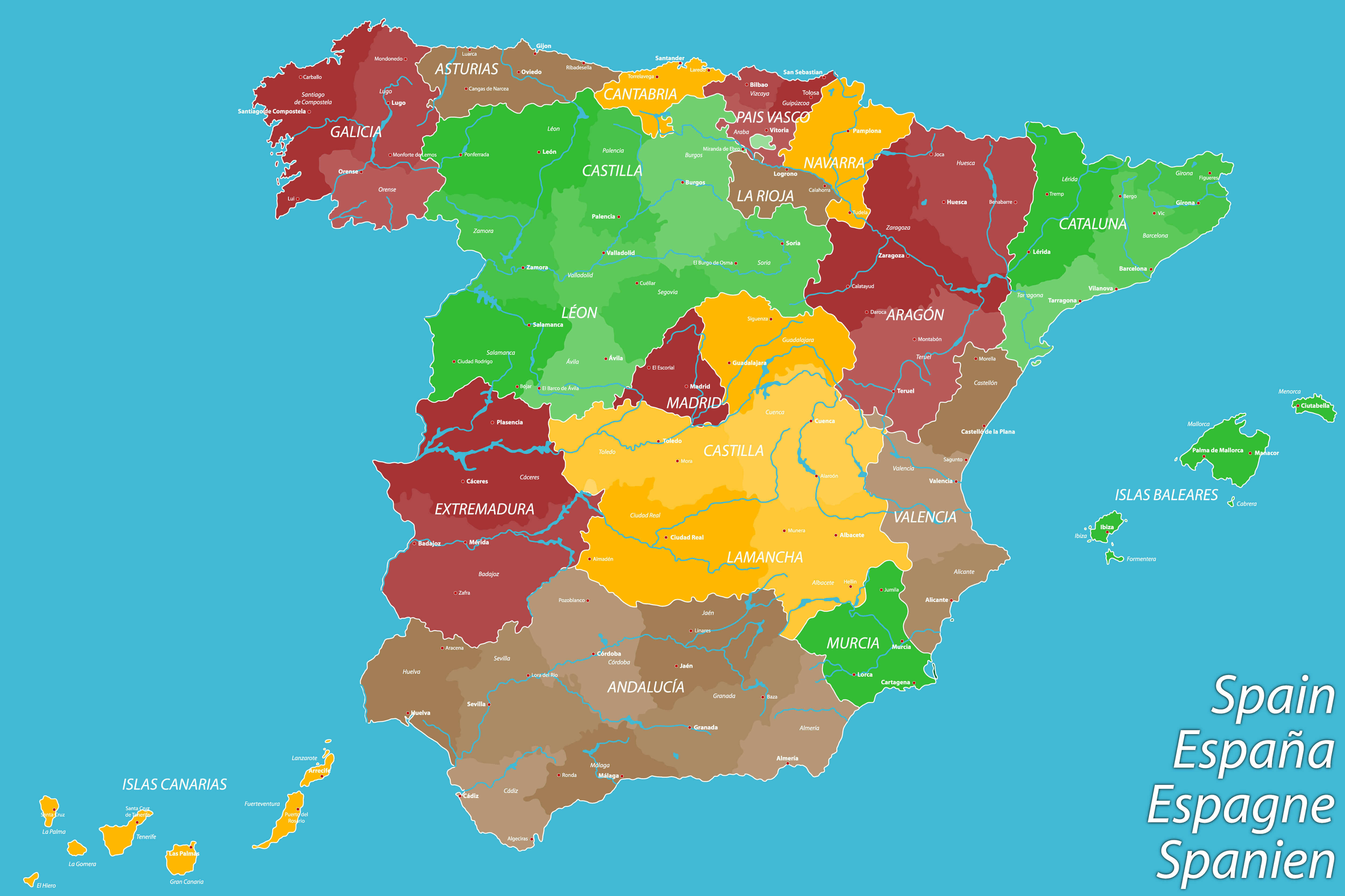 Map of Spain with Regions