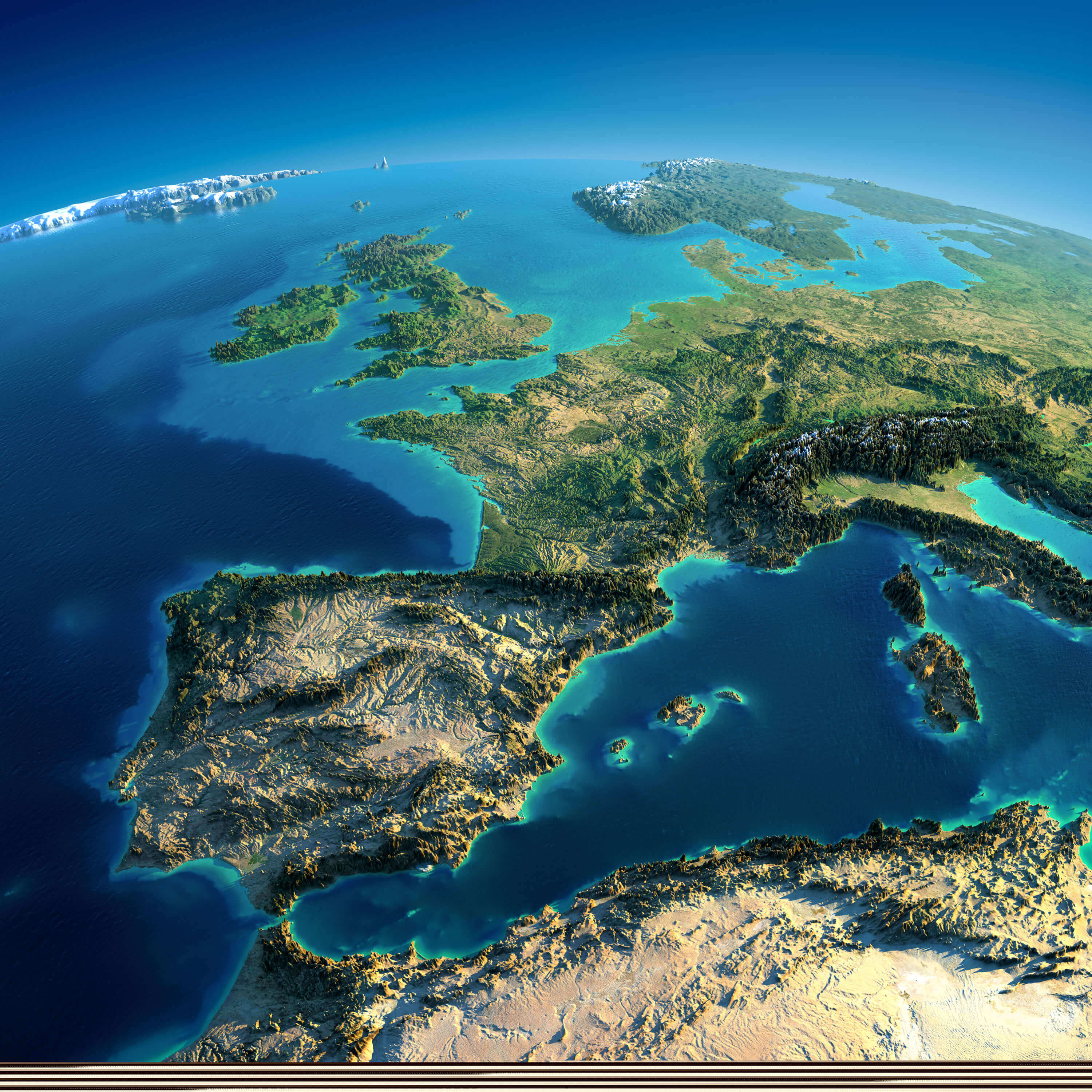 Spain Satellite Map and Mediterranean Sea