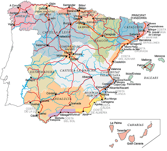 Autonomous Communities Map of Spain