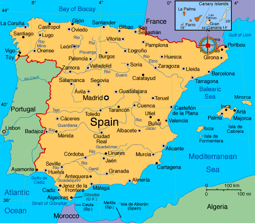 spain map with cities Cities Map Of Spain spain map with cities