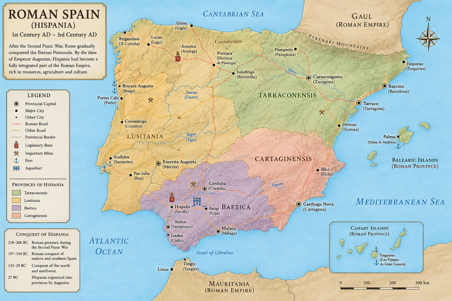 Roman Spain map 3rd century